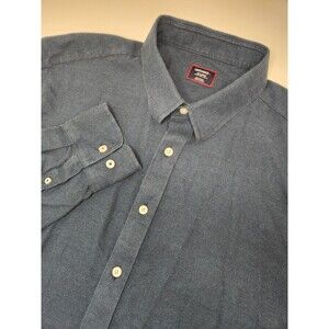 UNTUCKit Shirt Men's 2XLT Navy Blue‎ Long Sleeve Button Up Wrinkle Free Cotton